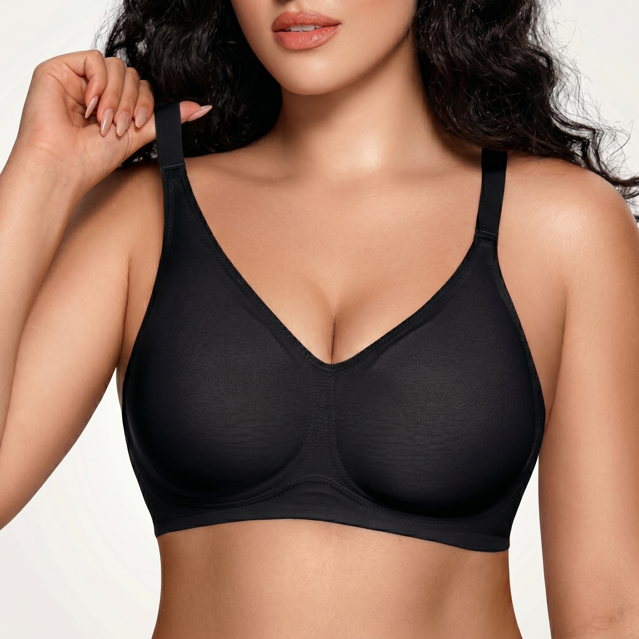ORIA Seamless Soft Support Bra | Hook 3 | Cup D | Wire-Free Comfort | Push-Up Lift | Smooth Daily Support | CB260520A134