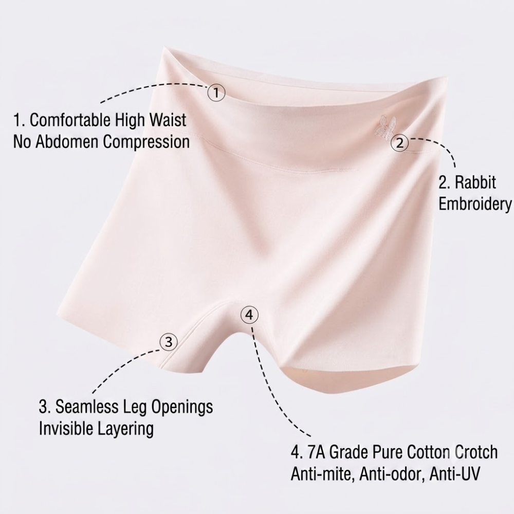 Ice Silk Safety Pants for Women | Anti-Exposure | Non-Curling | Two-in-One Seamless High-Waisted Pant | ISCP260718A207