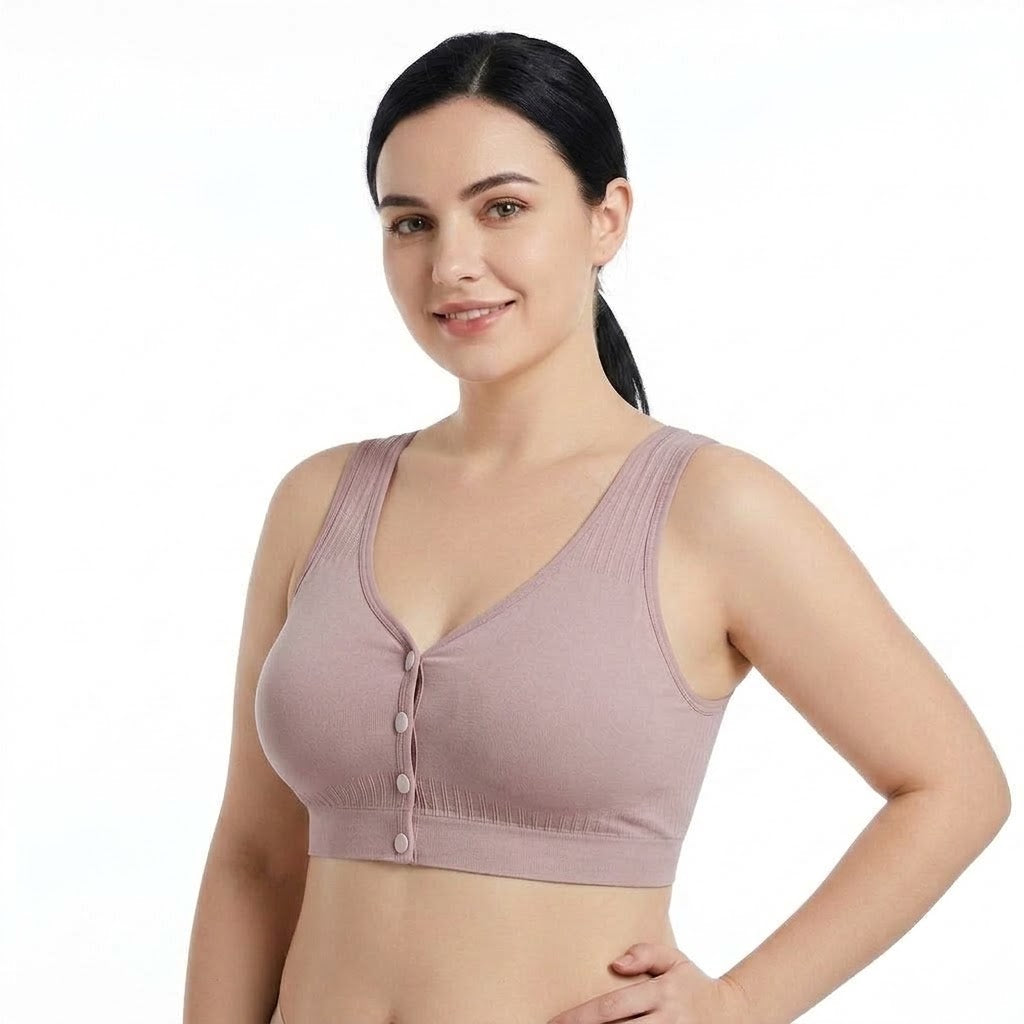 LUNA Front-Buttoned Comfortable Beautiful Back Bra |  38 -  48 | Wide Shoulder Strap Bra | Breathable Everyday Wear | CB260917A375