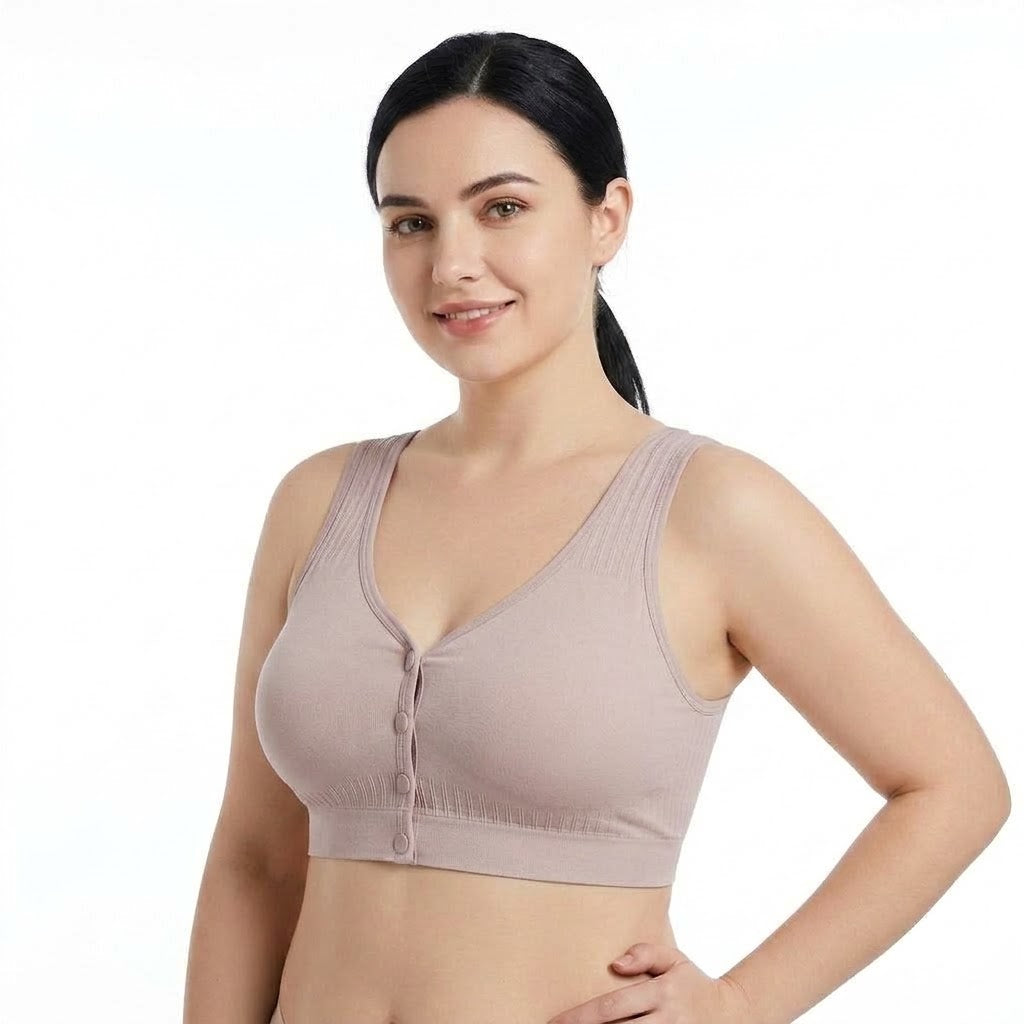 LUNA Front-Buttoned Comfortable Beautiful Back Bra |  38 -  48 | Wide Shoulder Strap Bra | Breathable Everyday Wear | CB260917A375