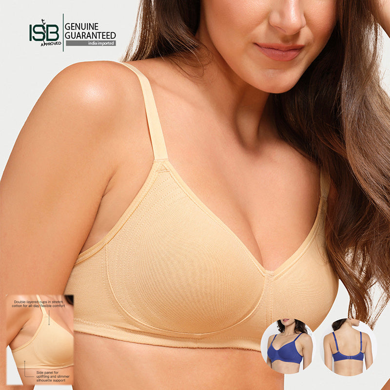 Guddi JOLLY Fabcool Encircled Side Support Shaper, Non-Wired Non Padded High Coverage Everyday Bra | 3 HOOK | Indian Imported | ISB Approved Genuine Guaranteed | IB260501A096