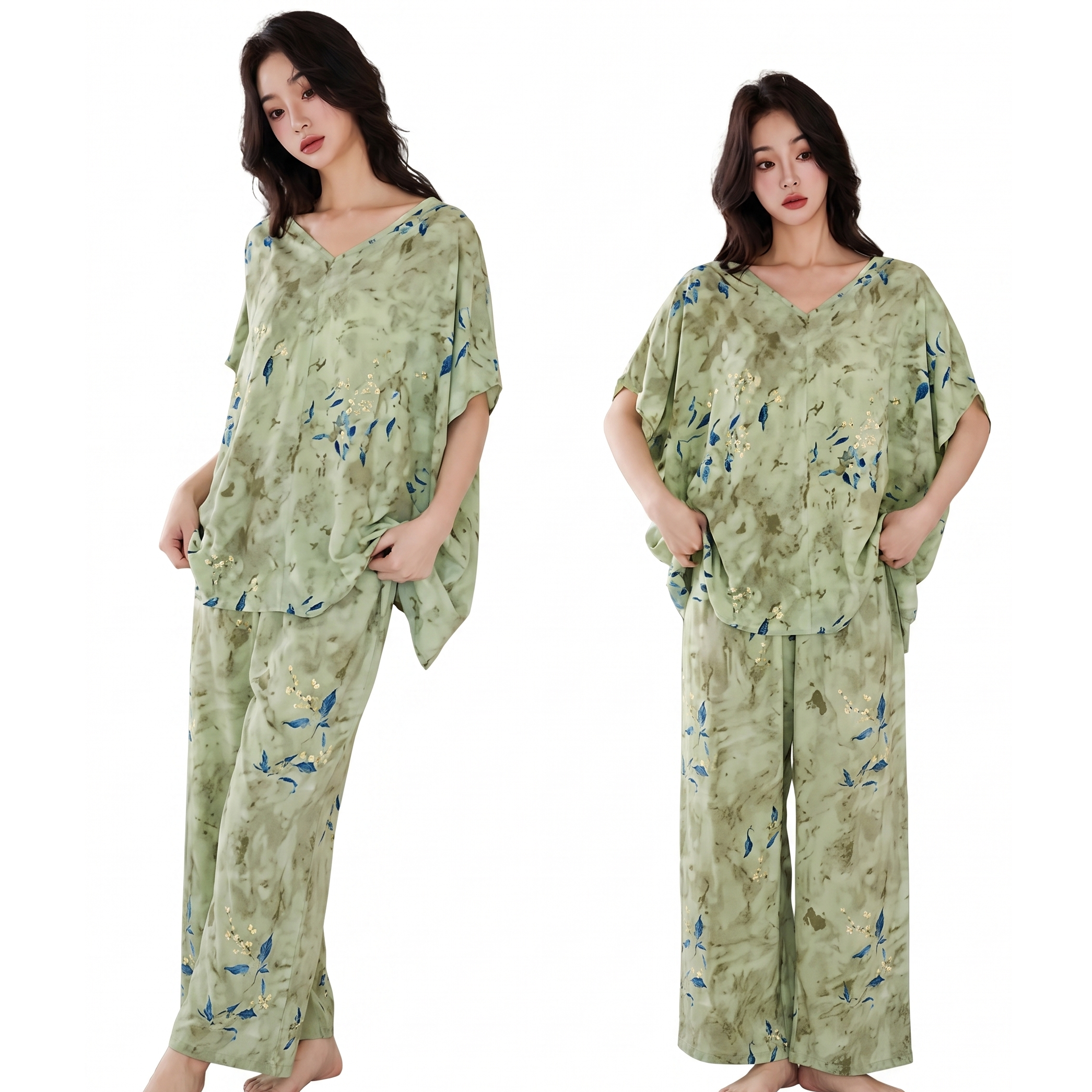High-End Cotton Silk Pajama Set (Luxury Comfort Edition) | Plus Size Friendly | Cool & Breathable | Indoor & Outdoor Wear | CLS260619A158