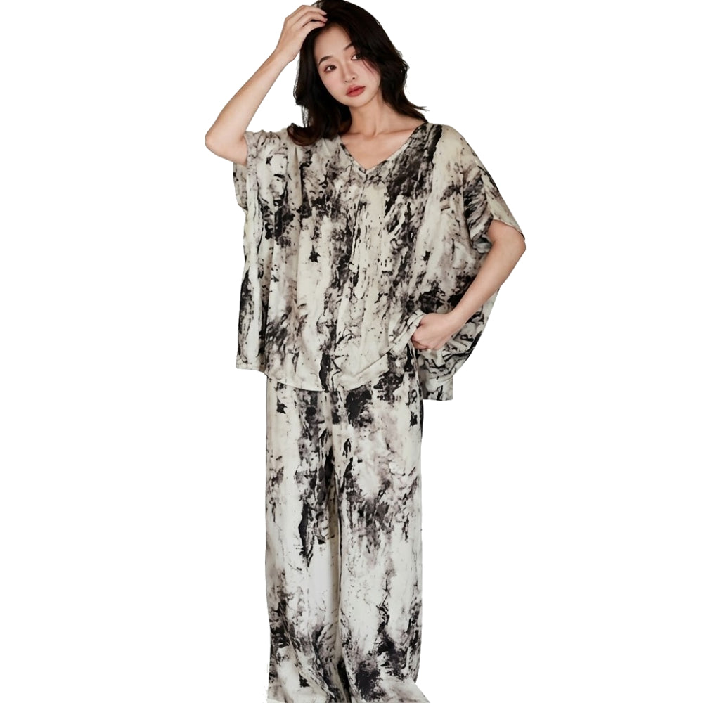 High-End Cotton Silk Pajama Set (Luxury Comfort Edition) | Plus Size Friendly | Cool & Breathable | Indoor & Outdoor Wear | CLS260619A158
