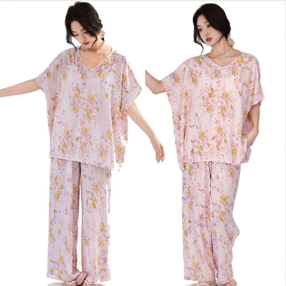 High-End Cotton Silk Pajama Set (Luxury Comfort Edition) | Plus Size Friendly | Cool & Breathable | Indoor & Outdoor Wear | CLS260619A158