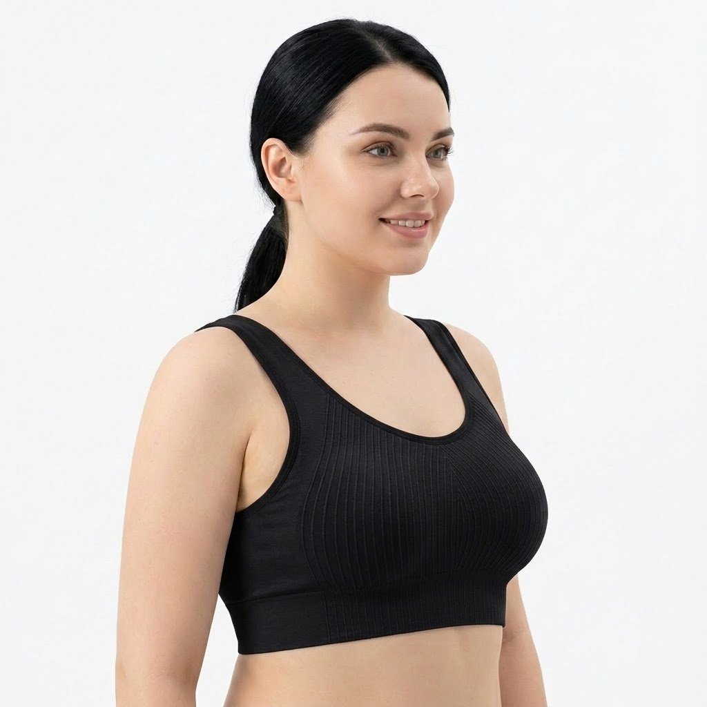 LYFA Full Coverage Tank Top Bra | Wide Shoulder Strap | 38 in to54 in | Ribbed Wrap-Around | Beautiful Back | Seamless Wireless Sports Bra | CT260730A256