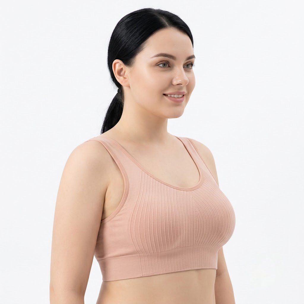 LYFA Full Coverage Tank Top Bra | Wide Shoulder Strap | 38 in to54 in | Ribbed Wrap-Around | Beautiful Back | Seamless Wireless Sports Bra | CT260730A256