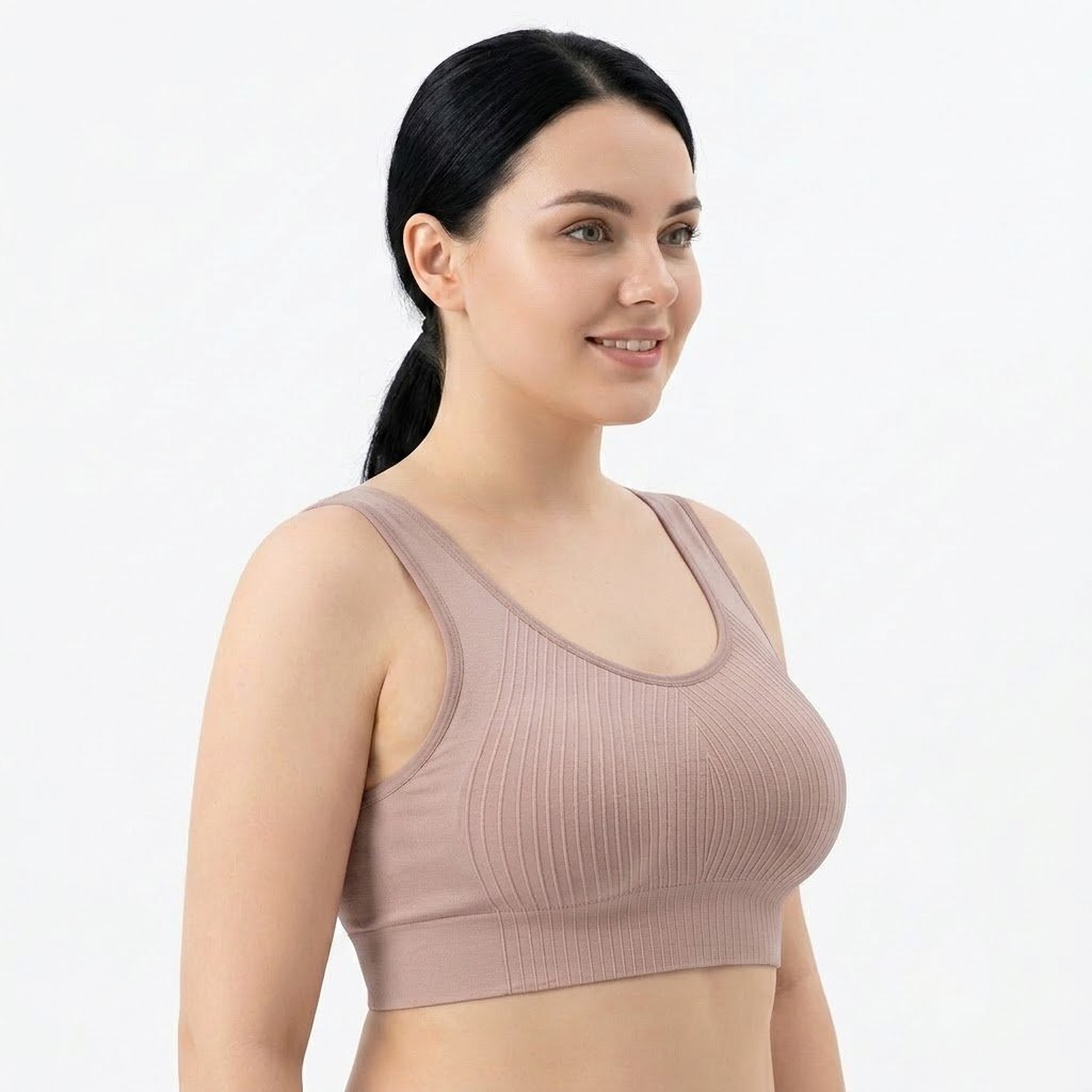 LYFA Full Coverage Tank Top Bra | Wide Shoulder Strap | 38 in to54 in | Ribbed Wrap-Around | Beautiful Back | Seamless Wireless Sports Bra | CT260730A256