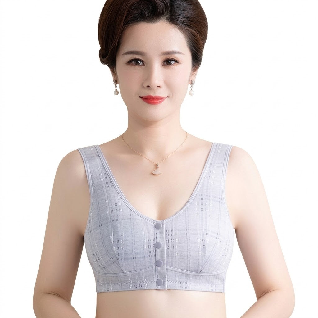 TIXA Vest Front Buckle Bra | Wireless No Steel Ring | Super Plus Size | Summer Thin Plaid Bra | Comfortable Everyday Wear | CB260921A379