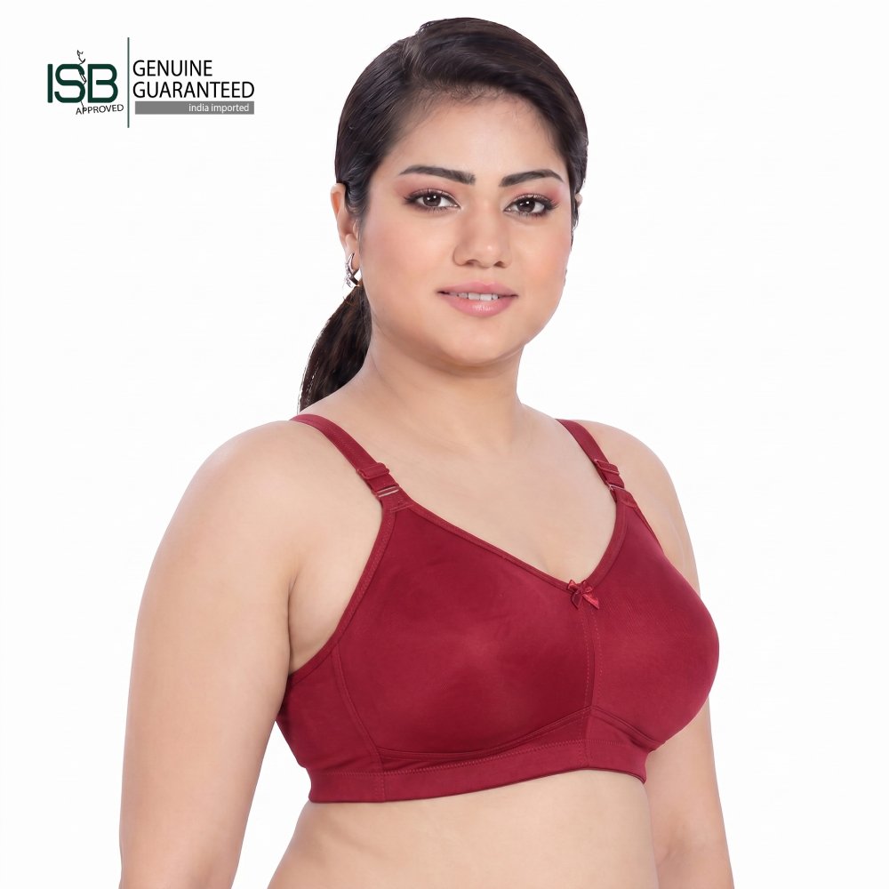 KISSES LIZA Non-Padded, Non-Wired, Full Coverage, Seamless 100% Cotton Feel Fabric Bra | C D Cup | Indian Imported | ISB Approved Genuine Guaranteed | IB260608A147