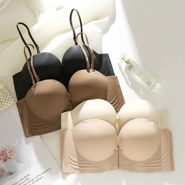 SQUA Front-Button Strapless Push-Up Bra (Invisible &amp; Traceless) Non-Slip | Thickened Push-Up | Beautiful Back | Padding Thickness 4 cm । Party &amp; Daily Wear Ready | CB260201963