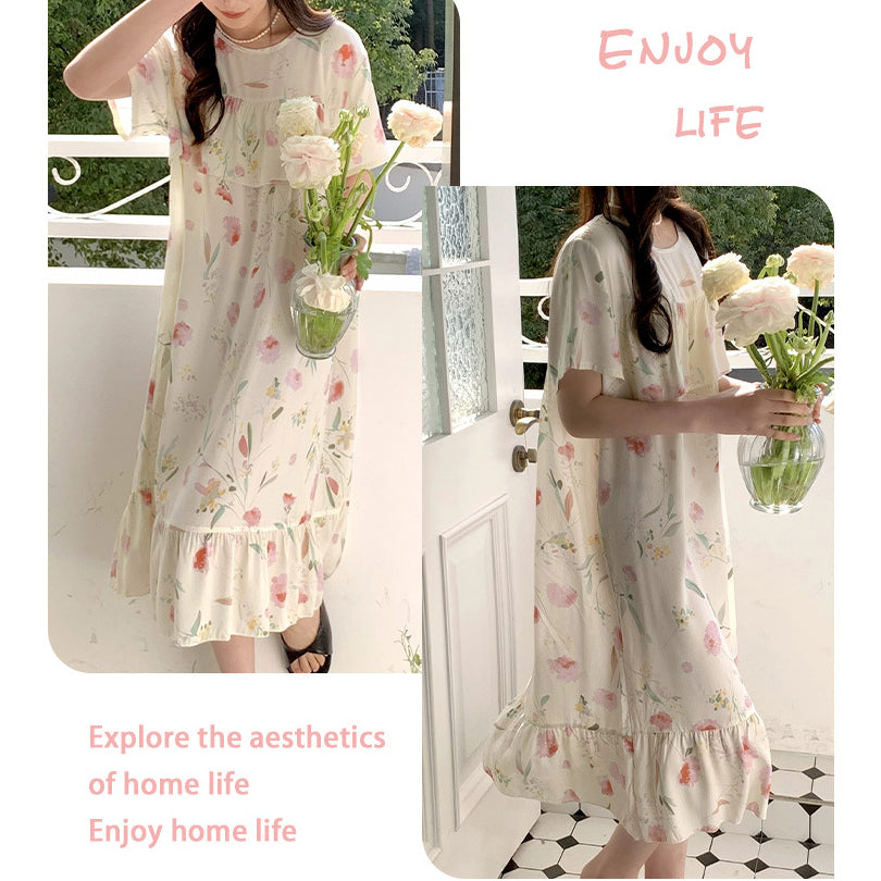 Cotton Silk Cute Anti-Bump Dress (Large Size Edition) Short Sleeve | Spring–Autumn &amp; Summer Wear | Thin &amp; Breathable Comfort | CLS260501A097