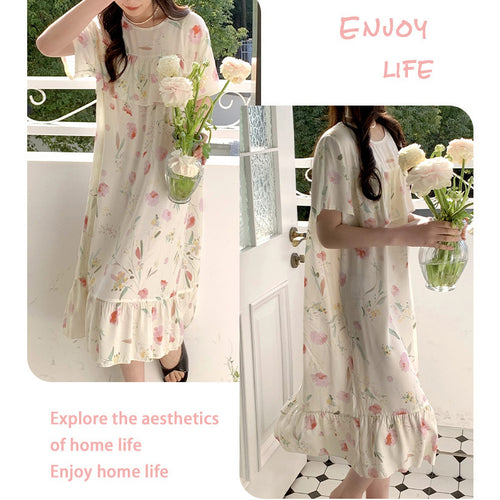 Cotton Silk Cute Anti-Bump Dress (Large Size Edition) Short Sleeve | Spring–Autumn &amp; Summer Wear | Thin &amp; Breathable Comfort | CLS260501A097