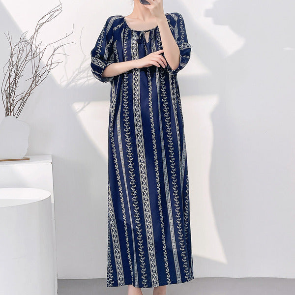 Cotton Silk Ethnic Long Dress (Summer Edition) Thin &amp; Breathable | Home + Outside Wear | Elegant Premium Look | CLS260420A076