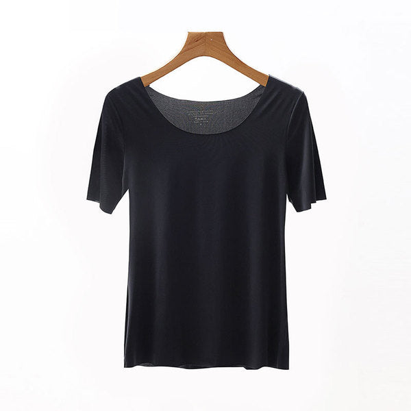 ZELU ICE Premium Summer Ice Silk Seamless Short Sleeve Low Collar Plus Size Ultra-Thin Bottoming Shirt Suit Inside Anti-Penetration T-Shirt | CT251210819