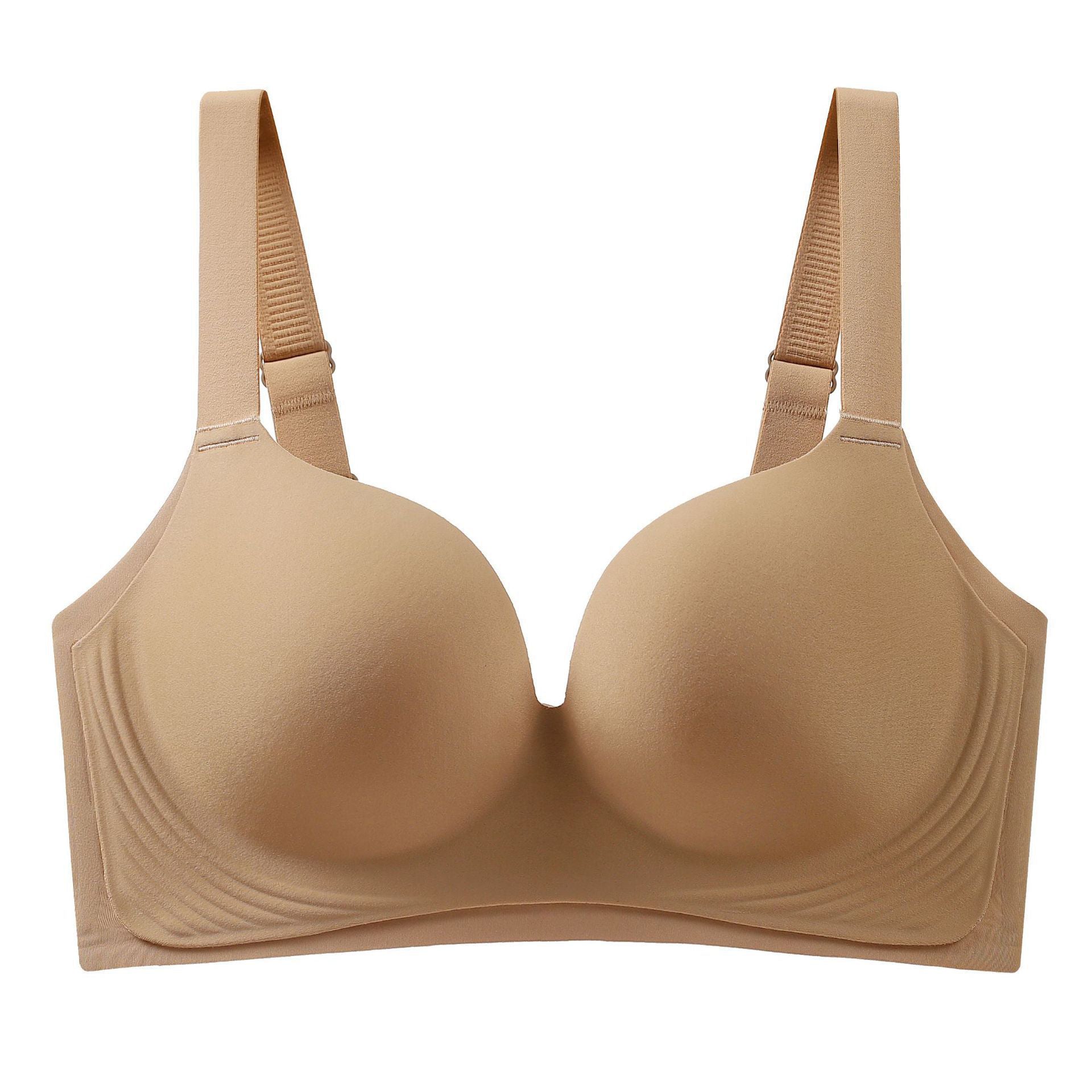 PXRA Seamless Large Size Push-Up Bra (Cup C/D) Latex Soft Support | Wire-Free | Big Chest Small Look | Daily Comfort | CB260206968