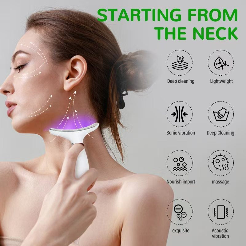 Electroplated Vibrating Heat Therapy V-Face Tool | Portable Neck Beauty Massager | Neck Beauty Device | ISMT260731A258