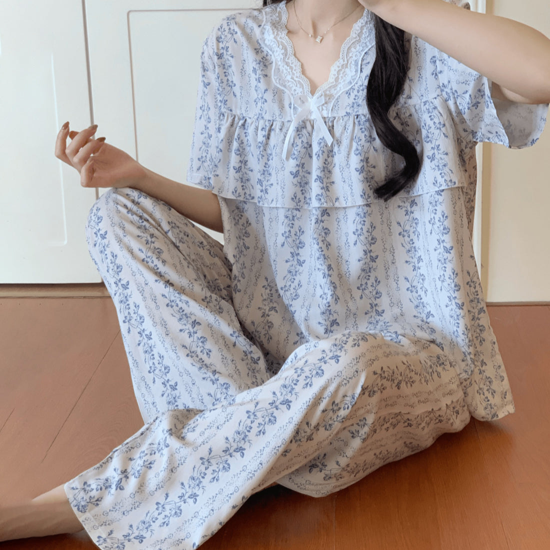 Cotton Silk Sweet Pajama Set (Women) Summer And Autumn Friendly | Thin &amp; Soft Home And OutWear | Cute Daily Comfort | CLS2603091000