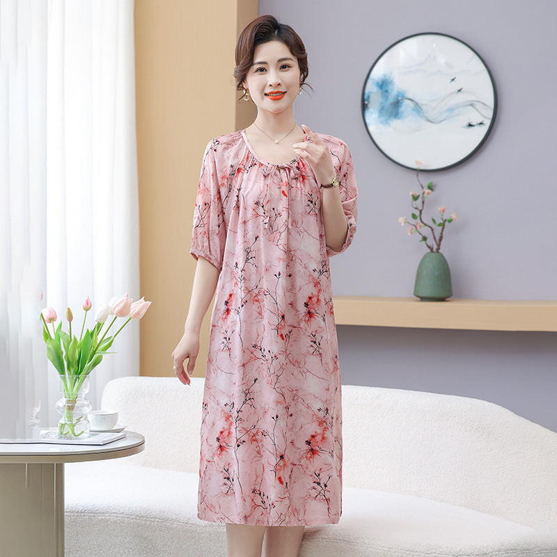 Cotton Silk Plus Size Mid-Sleeve Dress (Summer Edition) Thin &amp; Breathable | Home Wear Comfort | Soft Daily Fit | CLS260411A055