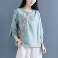 Cotton Ethnic Buckle Embroidered Top (Summer Edition) Heavy Craft Design | Elegant Ethnic Style | Comfortable Daily Wear | CDR260402A033