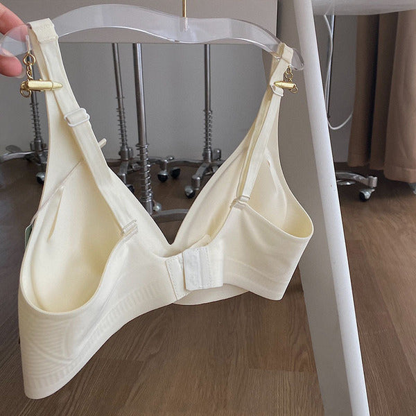 Vest Comfort Deep-V Traceless Sling Bra (Adjustable) Pull-On Style | Seamless Fit | Simple Solid Color | Daily Comfort | CB260307998