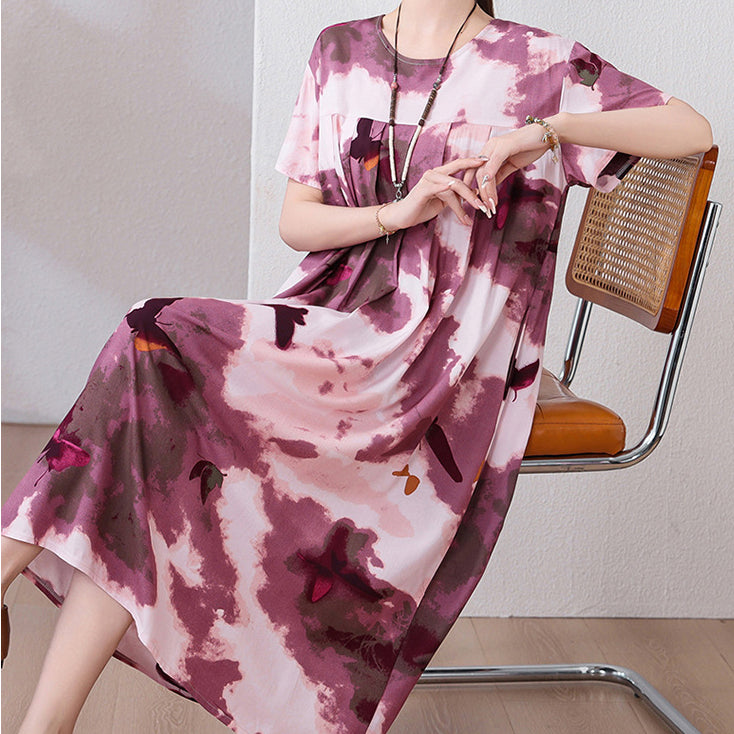 Cotton Silk Summer Dress Printed Design (Plus Size Edition) Short Sleeve | Home + Outside Wear | Soft &amp; Elegant Daily Comfort | CLS2603311023