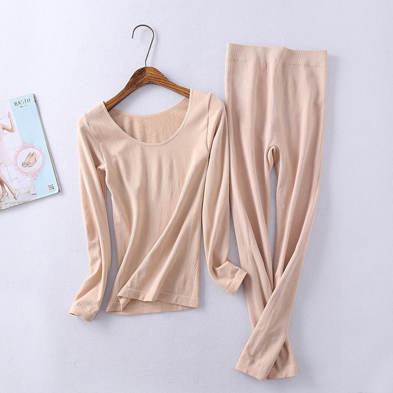 Tight Thermal Underwear Women's Thickened Top Trousers Thin Velvet Body Shaping Long-Sleeved Bottoming Shirt Beautiful Body Autumn Clothes Autumn Pants suit | China Imported | WRN251209876