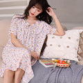 ISB Princess Style Cotton Silk Nightgown Women's Summer Thin Short-sleeved Cotton Silk Nightgown High-end Style Outer Wearing Home Dress Plus Size, China Imported| CLS25070205011