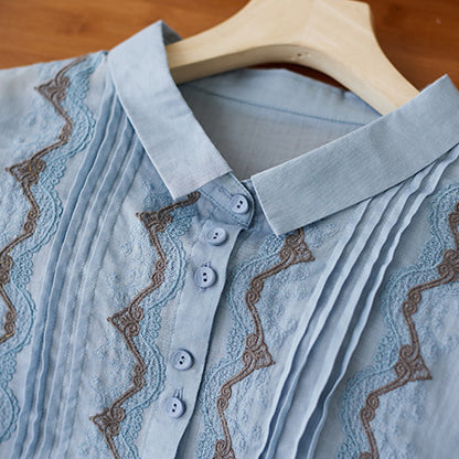 Embroidered Ramie Cotton-Linen Loose Shirt (Literary Retro Style) New Style | Casual Elegant | Breathable Natural Fabric | Everyday Comfort | CDR260211972