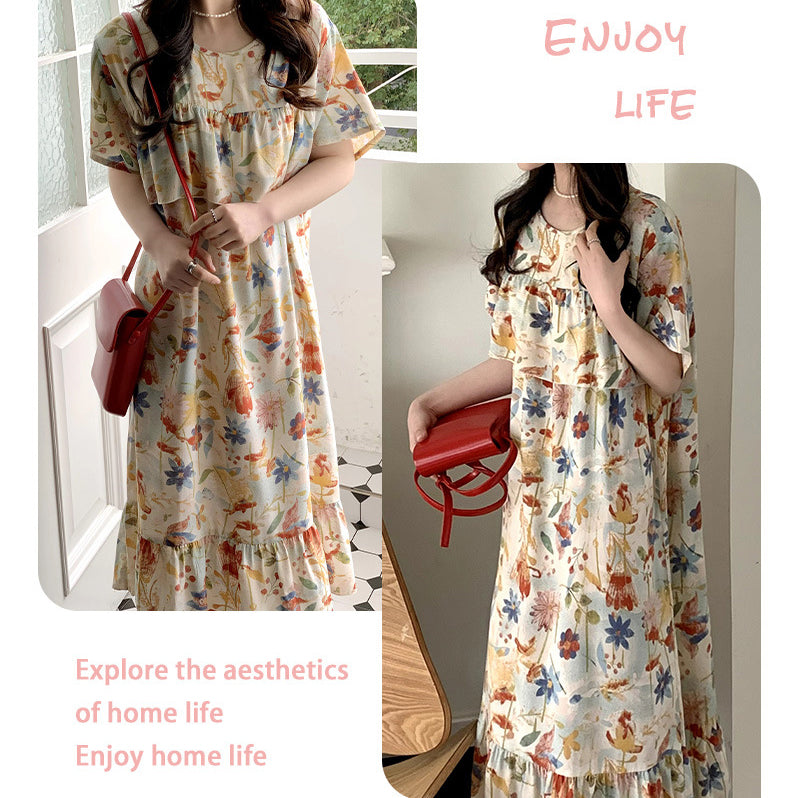 Cotton Silk Cute Anti-Bump Dress (Large Size Edition) Short Sleeve | Spring–Autumn &amp; Summer Wear | Thin &amp; Breathable Comfort | CLS260501A097