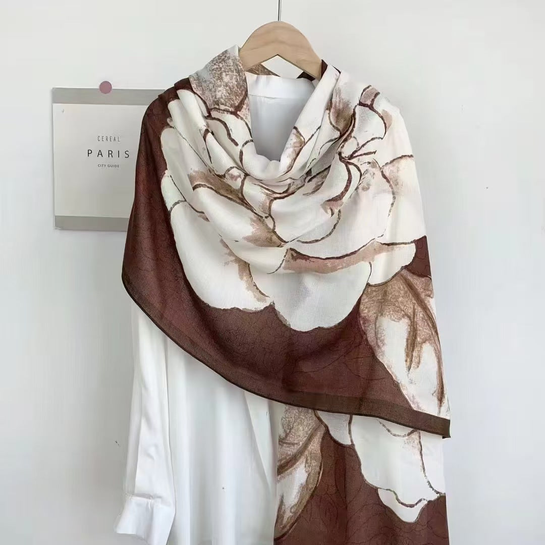 Korean Spring–Summer Cotton &amp; Linen Gauze Shawl Thin Silky Travel Scarf | Sunscreen &amp; Lightweight Multipurpose Towel Shawl | China Imported | ISSC251126870