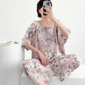 Cotton Silk Sweet Pajama Set (Two-Piece) Loose Short Sleeve | Home + Outer Wear | Soft &amp; Breathable Comfort | CLS260413A060