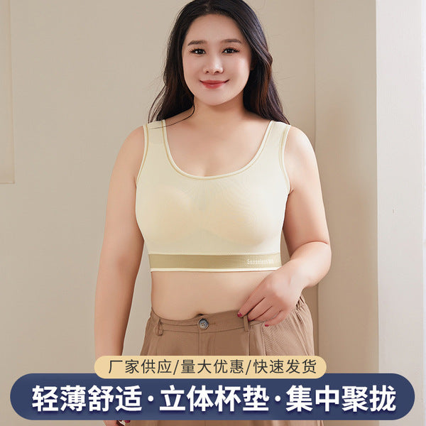 QYNO New Large Size Seamless Full Cup Bra (Vest Style) Comfortable . | High Elasticity | Push-Up | No Steel Ring | All-in-One Support | CT260124945