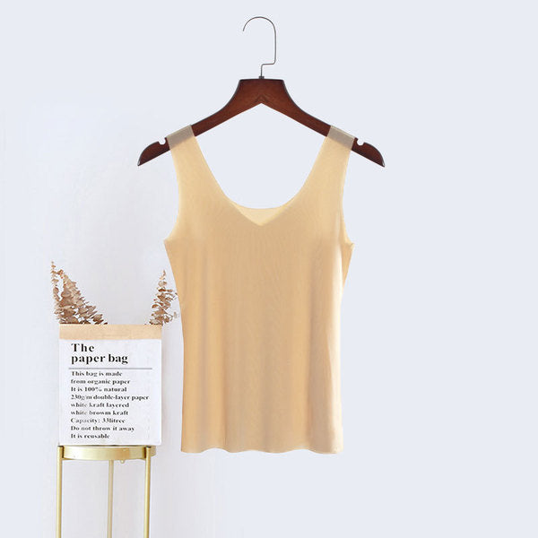 NIVA Premium Summer Ice Silk seamless vest for women ultra-thin all-match tops large size fat inner wear sleeveless suspenders bottoming shirt (China Imported) | M,L,XL,2XL,3XL,4XL | CT210325702
