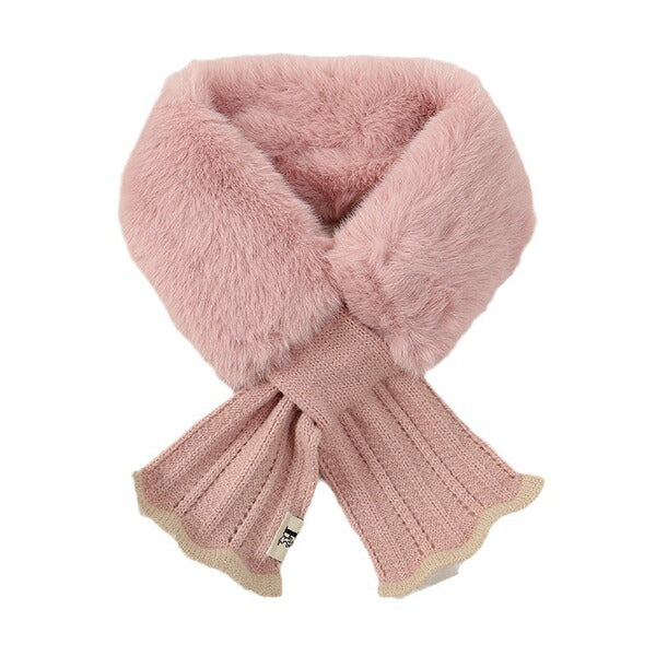 Winter New Women's Cold Warm Color Matching Knitted Cross Scarf All-match Fashion Cute Plush Scarf | China Imported | WRN250111836