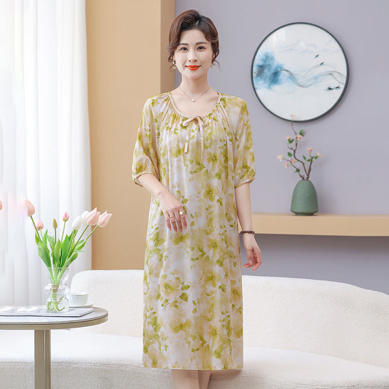 Cotton Silk Plus Size Mid-Sleeve Dress (Summer Edition) Thin &amp; Breathable | Home Wear Comfort | Soft Daily Fit | CLS260411A055