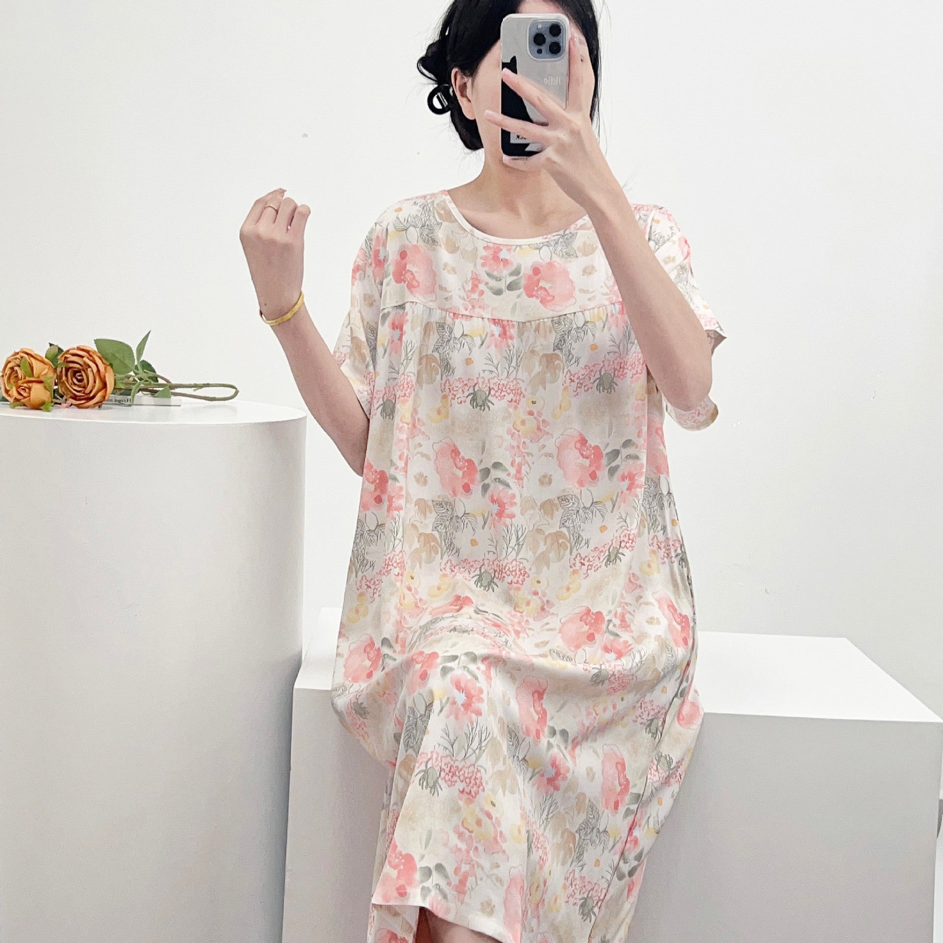 Cotton Silk Nightgown for Women, Summer Thin Sleeveless Dress, Loose Plus Size Anti-Bump Home Wear | China Imported | CLS251031834