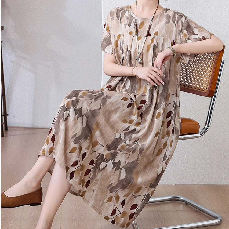 Cotton Silk Summer Dress Printed Design (Plus Size Edition) Short Sleeve | Home + Outside Wear | Soft &amp; Elegant Daily Comfort | CLS2603311023