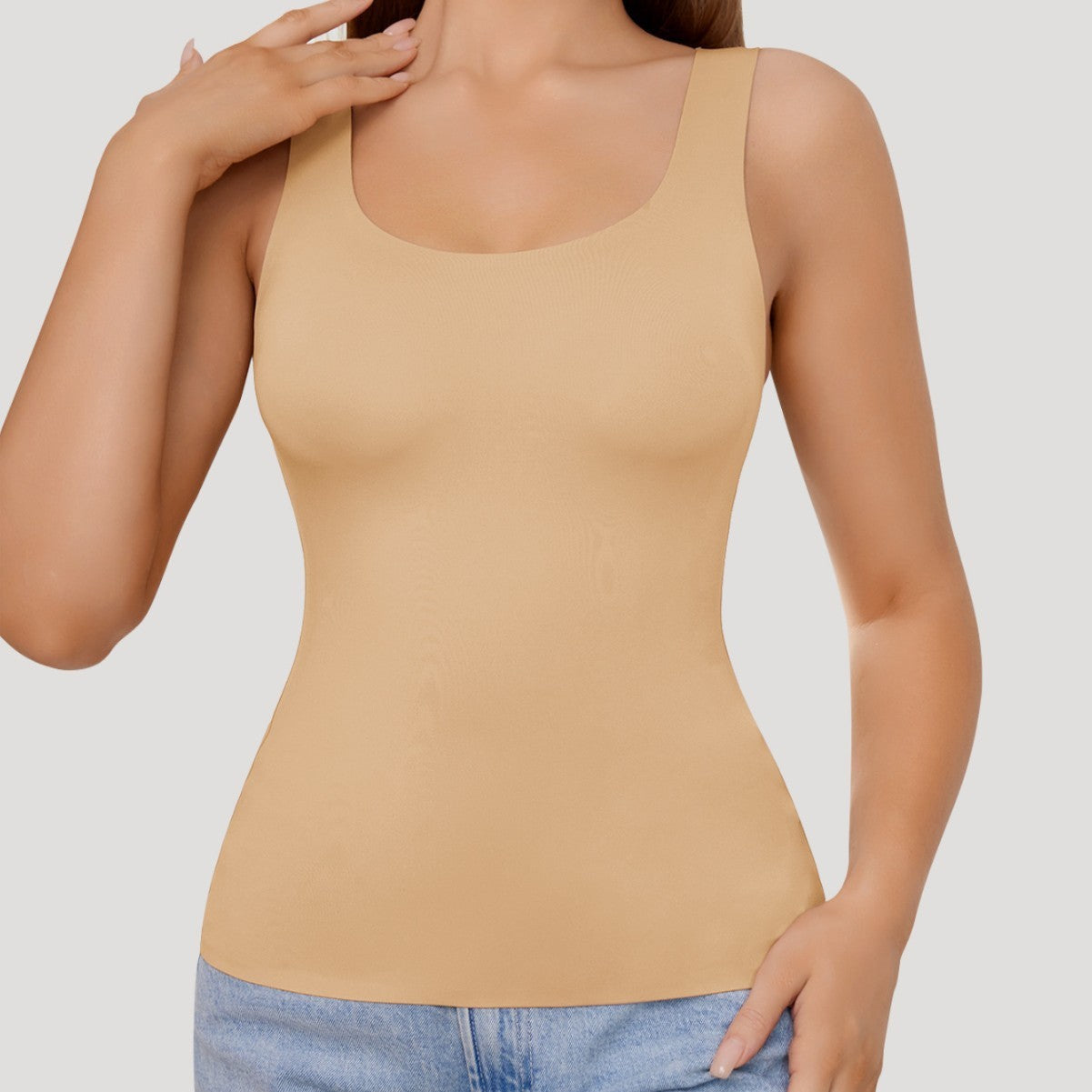 Ice Silk Traceless Wide-Shoulder Vest Shapewear (Inner Top)Outer-Wearing Base | Slim Fit | Abdominal Body Shaping | Seamless Comfort | ISHR260121940
