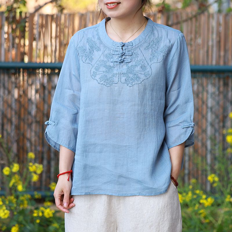 Fresh Artistic Retro Button Top (Summer Edition) Half Sleeve | Design Sense Style | Light &amp; Stylish Daily Wear | CDR2603261018