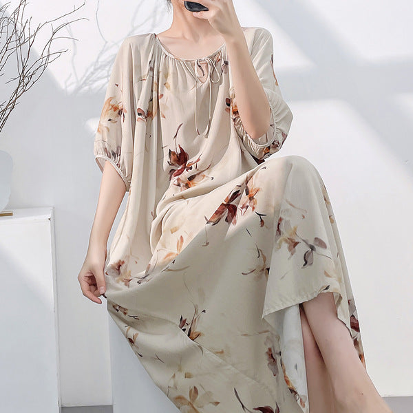 Cotton Silk Ethnic Long Dress (Summer Edition) Thin &amp; Breathable | Home + Outside Wear | Elegant Premium Look | CLS260420A076