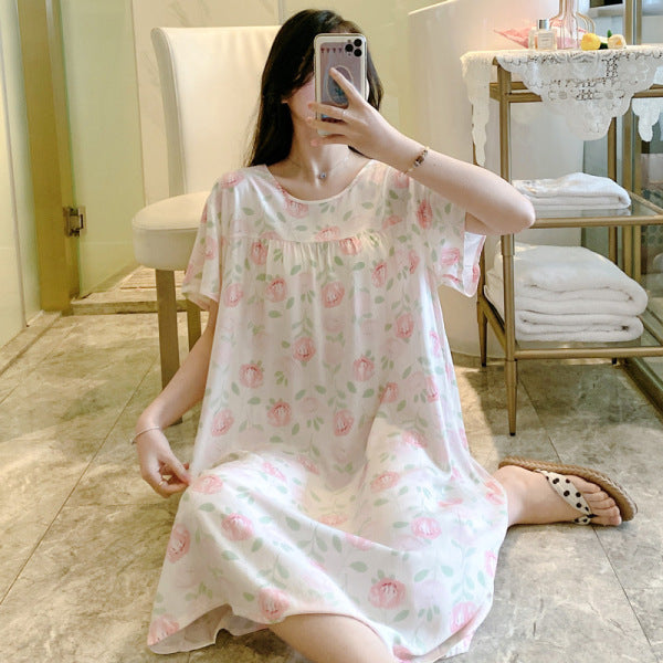 ISB Korean Style Skirt short-sleeved, Large size Nightdress T Shirt | CLS250417733