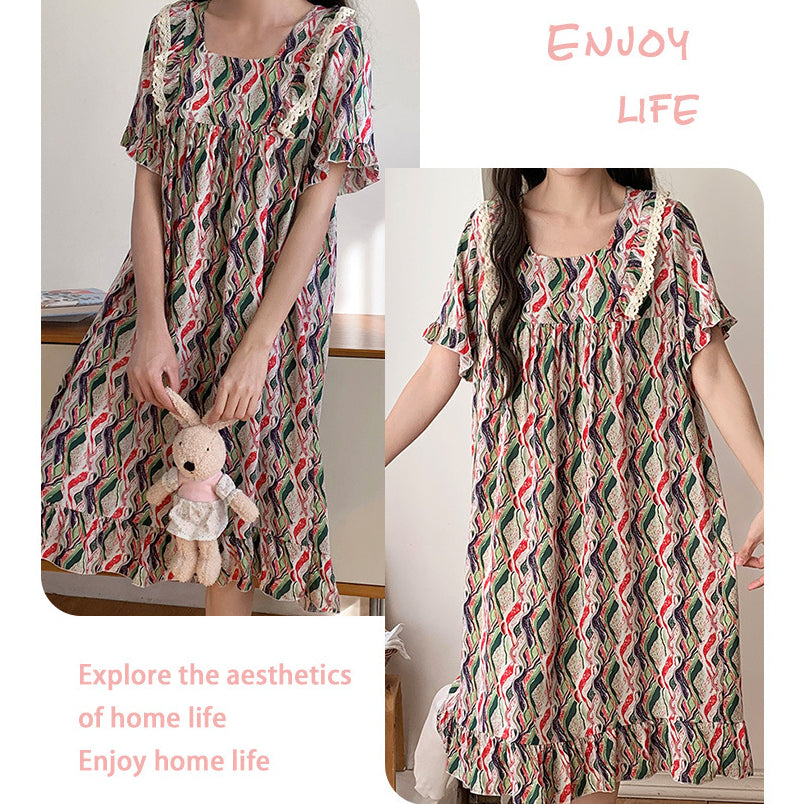 Cotton Silk Printed Dress (Summer Edition) Loose Fit | Home And Outer Wear Comfort | Soft Elegant Daily Wear | CLS260427A087