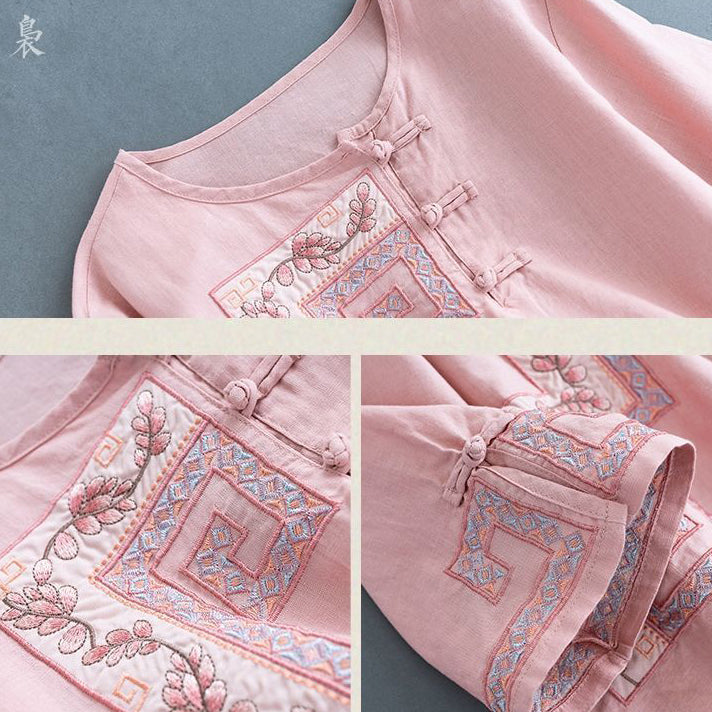 Cotton Ethnic Buckle Embroidered Top (Summer Edition) Heavy Craft Design | Elegant Ethnic Style | Comfortable Daily Wear | CDR260402A033
