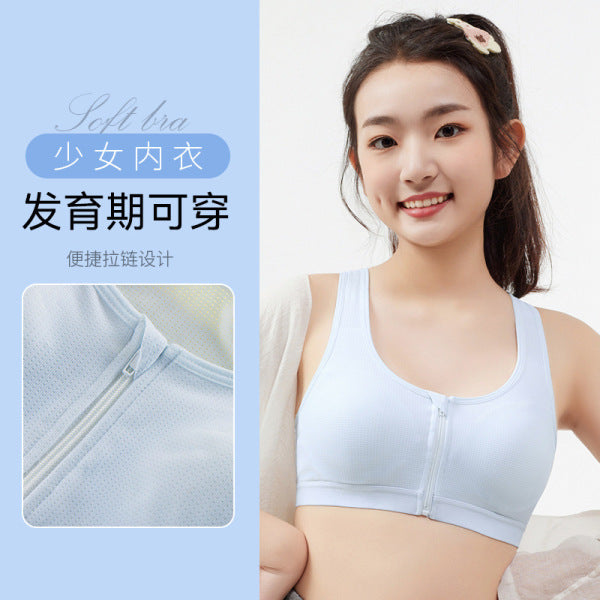 ANFEIYA Developmental Sports Vest Bra (Girls) Junior High School | Zipper Front | Breathable Hole Design | Super Elastic Comfort | CB260107911