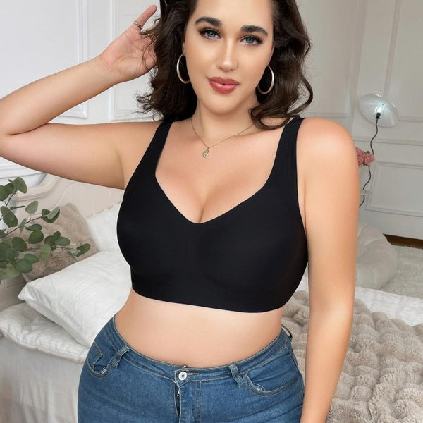 PIVO ICE Thin Cup No Rims Size Underwear Glossy Seamless Push-Up Anti-Sagging Big Breasts Slimming Bra | S,M,L,XL,2XL | CB250716760
