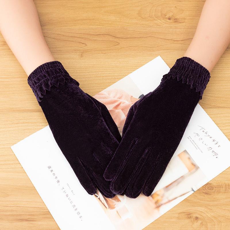 Golden Velvet Autumn and Winter Thin Warm Open Electric Car Ride Spring Square Ladies Gloves | China Imported | WRN251212877