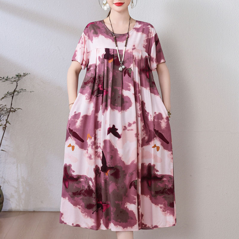 Cotton Silk Summer Dress Printed Design (Plus Size Edition) Short Sleeve | Home + Outside Wear | Soft &amp; Elegant Daily Comfort | CLS2603311023