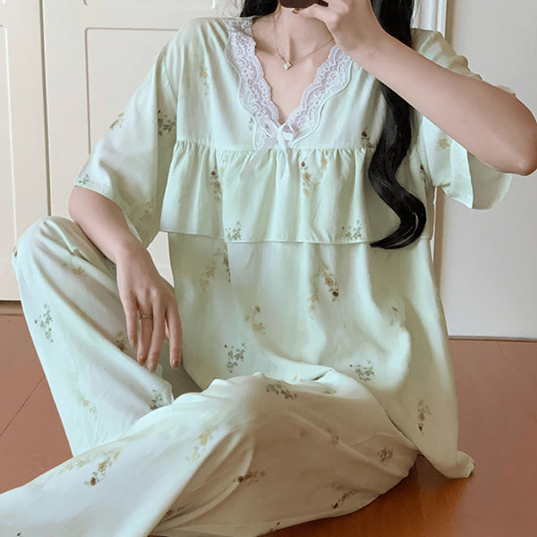 Cotton Silk Sweet Pajama Set (Women) Summer And Autumn Friendly | Thin &amp; Soft Home And OutWear | Cute Daily Comfort | CLS2603091000