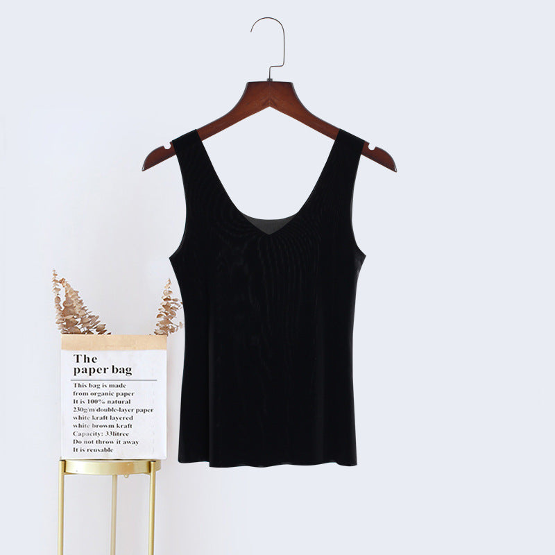 NIVA Premium Summer Ice Silk seamless vest for women ultra-thin all-match tops large size fat inner wear sleeveless suspenders bottoming shirt (China Imported) | M,L,XL,2XL,3XL,4XL | CT210325702