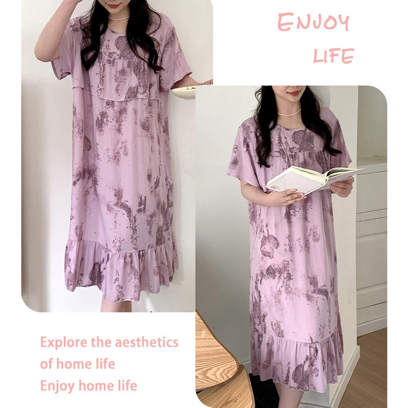 Cotton Silk Cute Anti-Bump Dress (Large Size Edition) Short Sleeve | Spring–Autumn &amp; Summer Wear | Thin &amp; Breathable Comfort | CLS260501A097